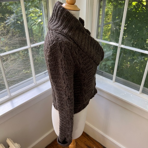 LOFT soft thick chunky wrap cardigan with large collar - Picture 7 of 9